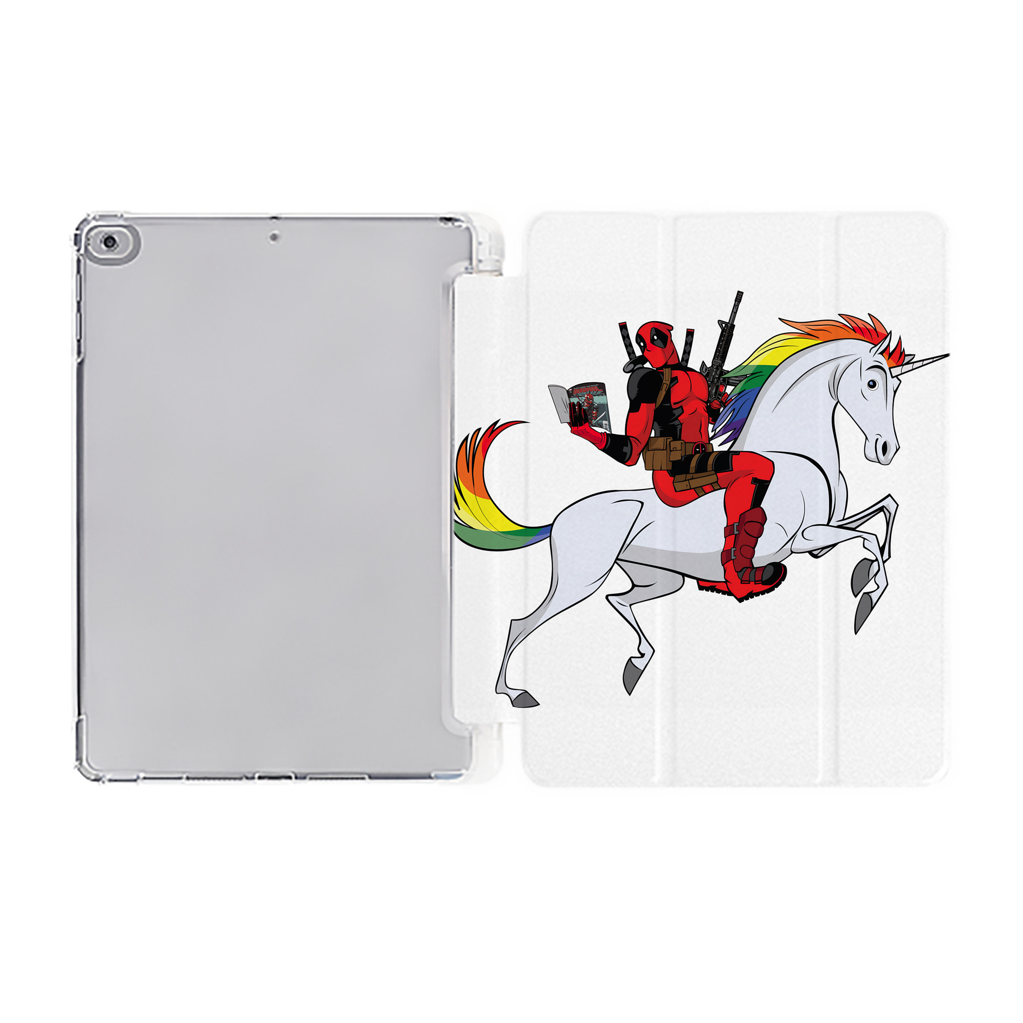 （画像用） Deadpool デッドプール IPad ケース ペン収納付き 三つ折りスタンド PUレザー×シリコン 対応機種9.5/10.5/10.9インチ